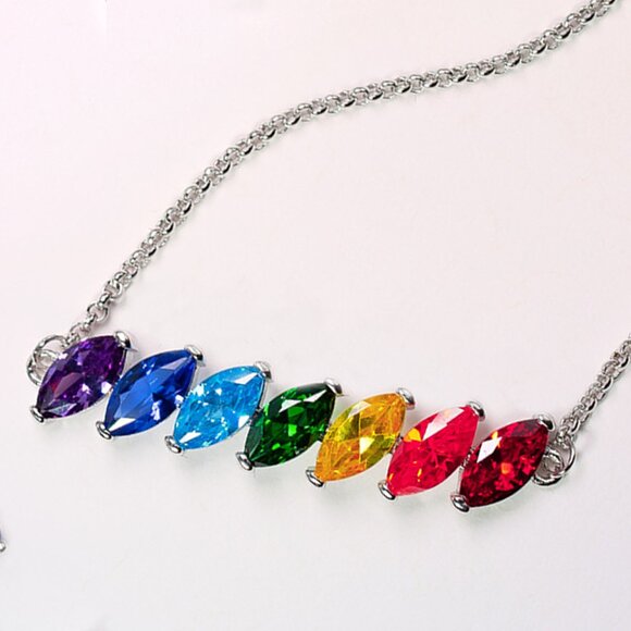 925 Sterling Silver Multicolor Gemstone Bracelet, Charmed Aroma Rainbow - Picture 4 of 4